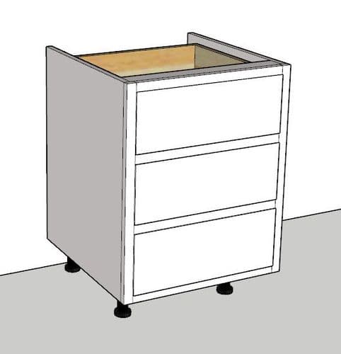 In-Frame Adjustable Style 3 Drawer Kitchen Base Unit 600mm Wide