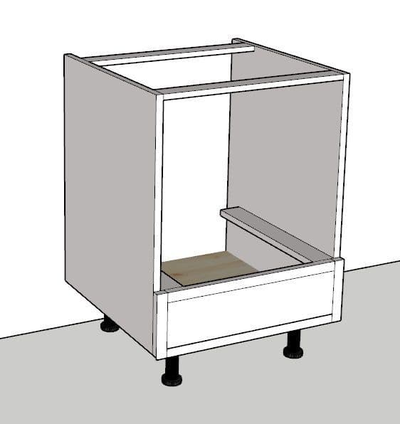 Cooker Base Unit In-Frame Adjustable Style Cooker Base Housing Unit 600mm Wide