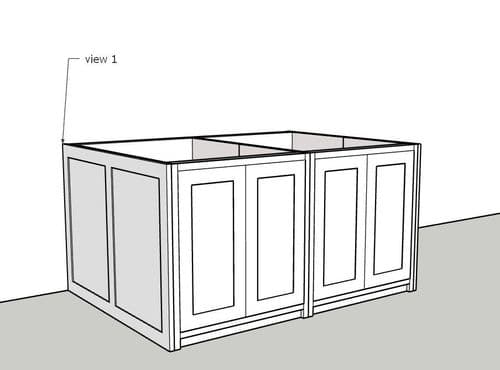 Large Back To Back Island With Shaker Style End Panels