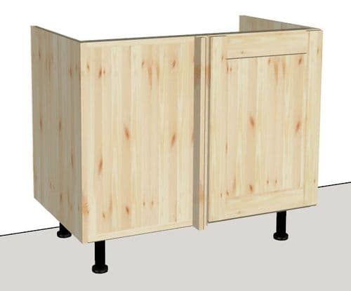 Overlay Style Pine 1000mm Right Hand Corner Return Kitchen Base Unit (1100mm Width Needed)