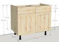 Overlay Style Pine 1000mm Wide 2 Door & 2 Drawer Kitchen Base Unit