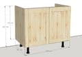 Overlay Style Pine 1000mm Wide 2 Door Kitchen Base Unit