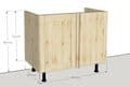 Overlay Style Pine 1000mm Wide Left Hand Corner Return Kitchen Base Unit (1100mm Width Needed)
