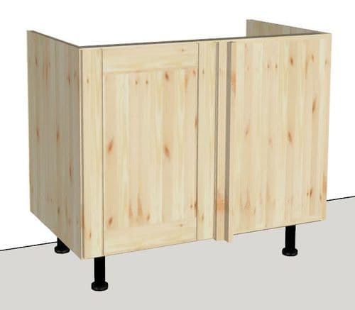 Overlay Style Pine 1000mm Wide Left Hand Corner Return Kitchen Base Unit (1100mm Width Needed)