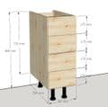 Overlay Style Pine 300mm 4 Drawer Kitchen Base Unit