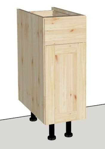 Overlay Style Pine 300mm Wide 1 Door & 1 Drawer Kitchen Base Unit
