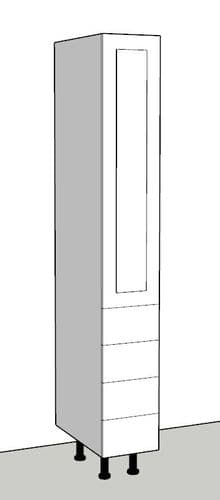 Overlay Style Pine 300mm Wide Kitchen Larder Unit With Drawers