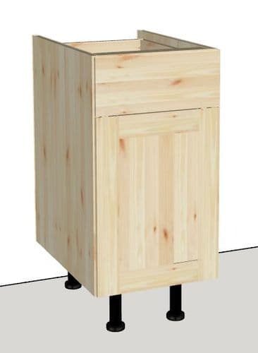 Overlay Style Pine 400mm Wide 1 Door & 1 Drawer Kitchen Base Unit