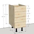Overlay Style Pine 400mm Wide 4 Drawer Kitchen Base Unit