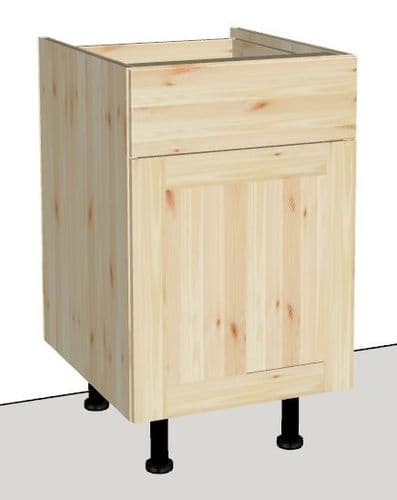 Overlay Style Pine 500mm Wide 1 Door & 1 Drawer Kitchen Base Unit