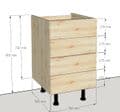 Overlay Style Pine 500mm Wide 4 Drawer Kitchen Base Unit