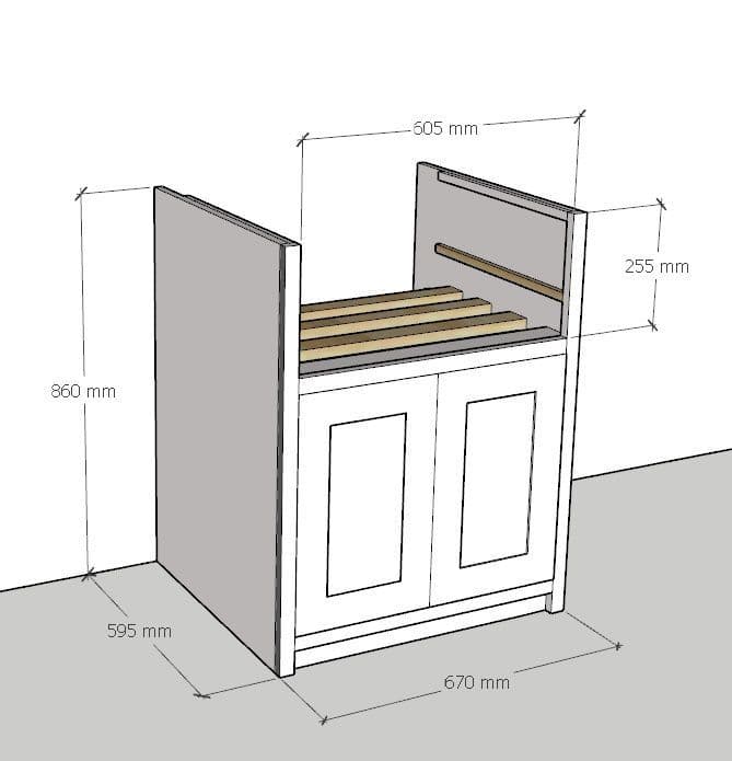 Pine Traditional Style 2 Door 600 Belfast Kitchen Base Unit Overall