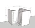 Pine Traditional Style L-shaped Corner Return Kitchen Base Unit 1000mm square