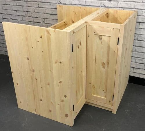 Pine Traditional Style L-shaped Corner Return Kitchen Base Unit 1000mm square