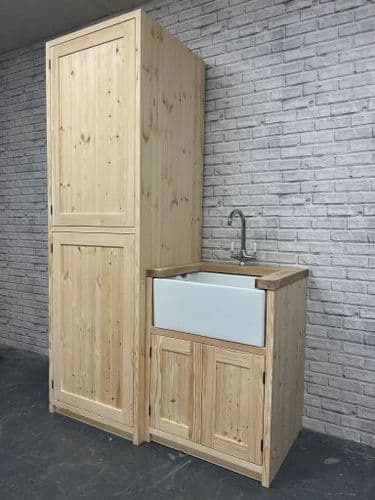 Pine Traditional Style Utility Fitment with stackable appliance storage