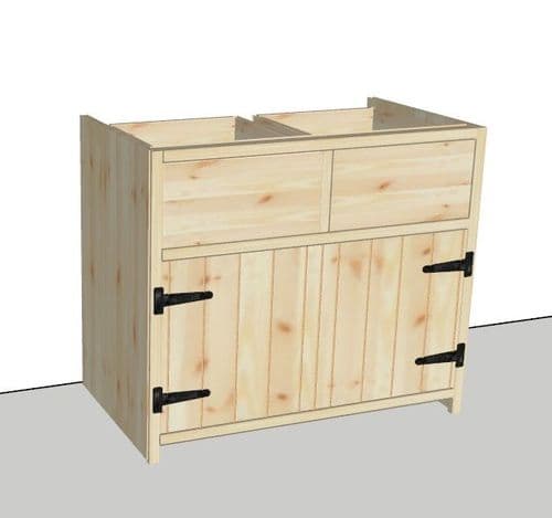 Rustic Farmhouse 1000mm Base Cabinet with 2 doors and 2 drawers