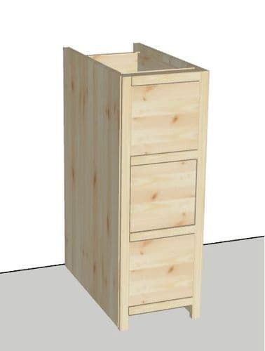 Rustic Farmhouse 300mm Base Cabinet with 3 drawers