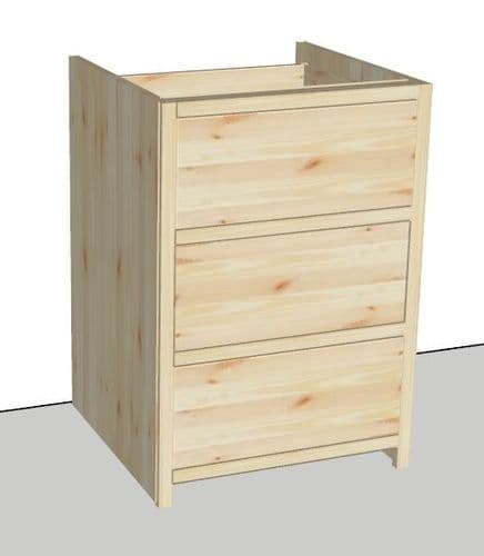 Rustic Farmhouse 600mm Base Cabinet with 3 drawers