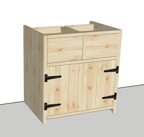 Rustic Farmhouse 800mm Base Cabinet with 2 doors and 2 drawers