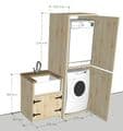 Rustic Farmhouse Belfast Utility Fitment with stackable appliance cupboard