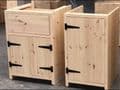 Rustic Farmhouse Belfast Utility Fitment with stackable appliance cupboard