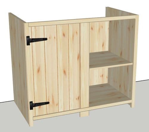 Rustic Farmhouse Style Corner Return Kitchen Cabinet 1000mm (To 1100mm) Wide, Left Hand Door