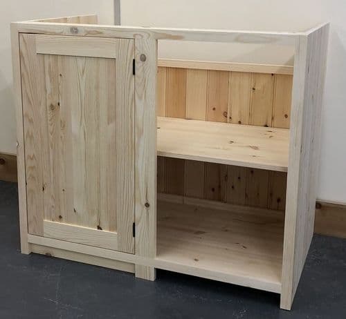 Traditional Style Pine 1000mm Left Hand Corner Return Kitchen Base Unit (1100mm width Needed)