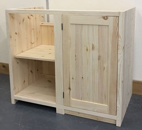 Traditional Style Pine 1000mm Right Hand Corner Return Kitchen Base Unit (1100mm Width Needed)