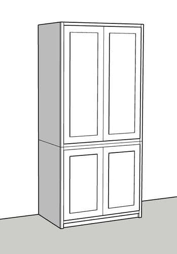 Traditional Style Pine 1000mm Wide Kitchen Larder Unit (Made as a base unit with a larder top) )