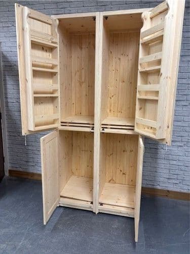 Traditional Style Pine 1000mm Wide Kitchen Larder Unit with spice racks (Made as 2 x 500 larders)