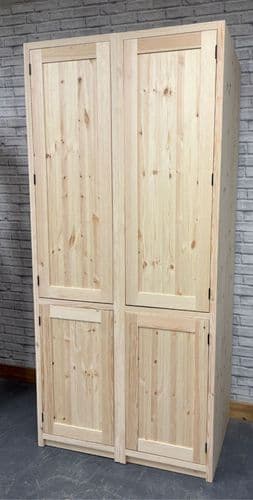 Traditional Style Pine 1000mm Wide Kitchen Larder Unit With Spice Racks On Doors (Made as 2 x 500's)