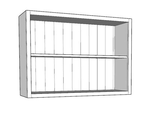 Traditional Style Pine 1000mm Wide Open Storage Kitchen Wall Unit