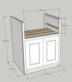 Traditional Style Pine 2 Door 600 Belfast  Kitchen Base Unit (Overall width is 670mm)
