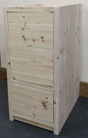 Traditional Style Pine 300mm Wide 3 Drawer  Kitchen Base Unit