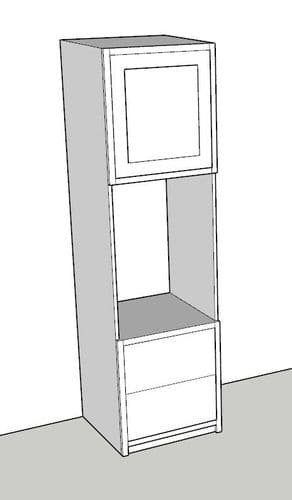 Traditional Style Pine 600mm Wide Double Oven Kitchen larder Unit With Drawers