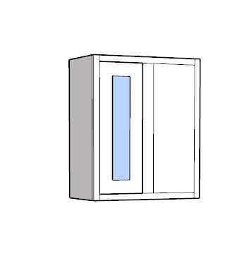 Traditional Style Pine 600mm Wide Glazed Left Hand Corner Return Kitchen Wall Unit