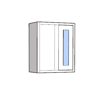 Traditional Style Pine 600mm Wide Glazed Right Hand Corner Return Kitchen Wall Unit