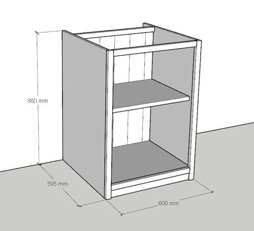 Traditional Style Pine 600mm Wide Open Storage Kitchen Base Unit