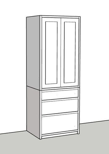 Traditional Style Pine 800mm Wide Kitchen Larder Unit With Drawers (Made as base unit & larder top)