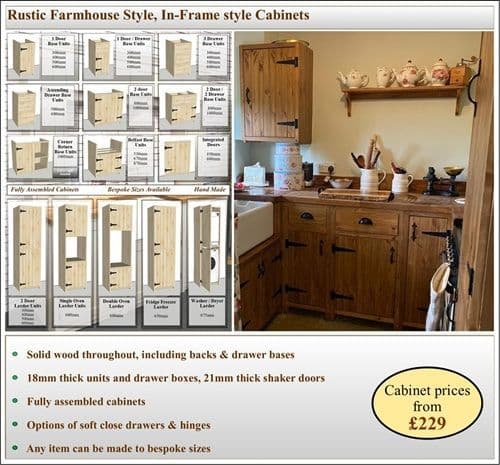 solid wood rustic farmhouse style kitchen cabinets