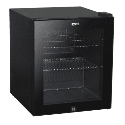 Baridi DH12 50L Table Top Beer & Drinks Mini Fridge with Light 3-10°C - Black & Glass