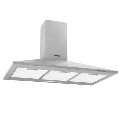 Baridi DH127 90cm Chimney Style Cooker Hood with Carbon Filters, Stainless Steel