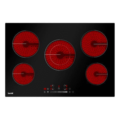 Baridi DH175 Built-In Ceramic Hob with 5 Cooking Zones Black Glass 8200W With Slider Touch Controls