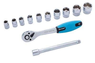 Blue Spot 01502 Ratchet & Socket Set 10-24mm 12 Piece Set 3/8D