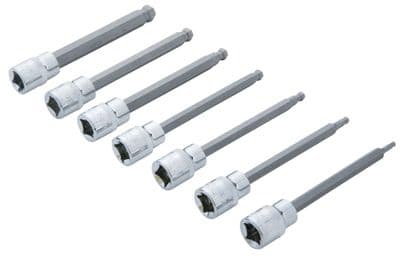 Blue Spot 01510 Drive Extra Long Ball Ended Hex Socket Bit Set H3-H10 7 Piece 3/8 D