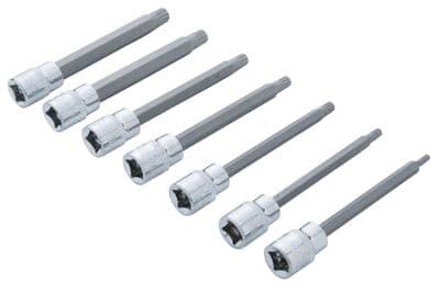Blue Spot 01512 Drive Extra Long Spline Socket Bit Set M4 -M10 7 Piece 3/8D
