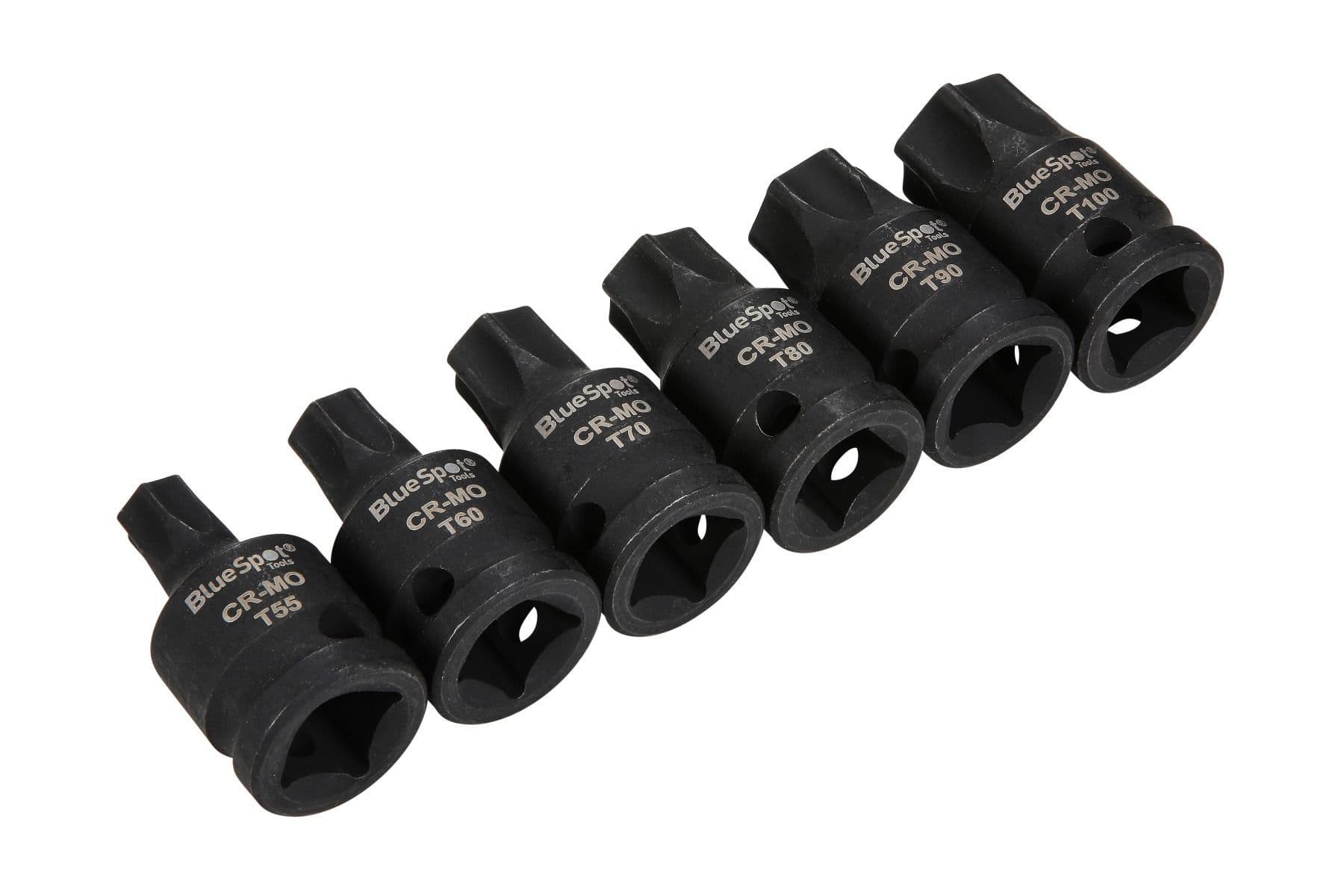 Blue Spot 01598 Impact Torx Bits T55-T100 Piece 1/2D