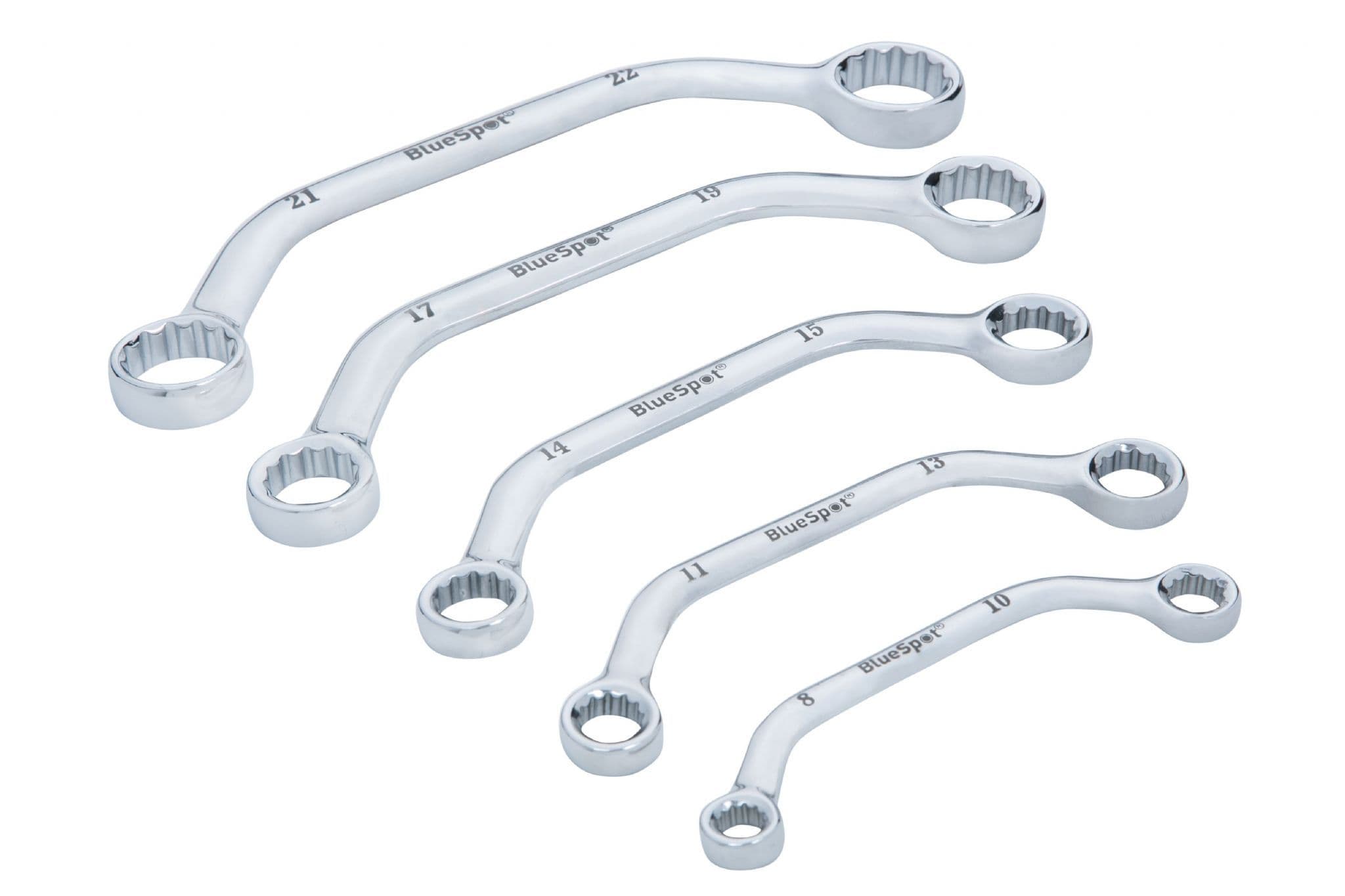 Blue Spot 04102 Metric Obstruction Spanner Set 8-22mm 5 Piece Chrome ...