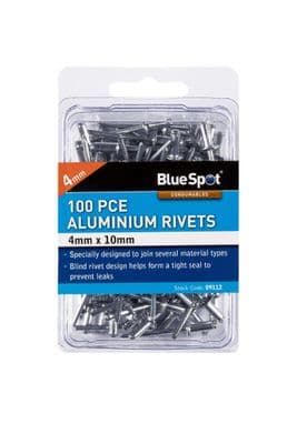 Blue Spot 09112 Aluminium Rivets 4.0mm X 10mm 100 Piece