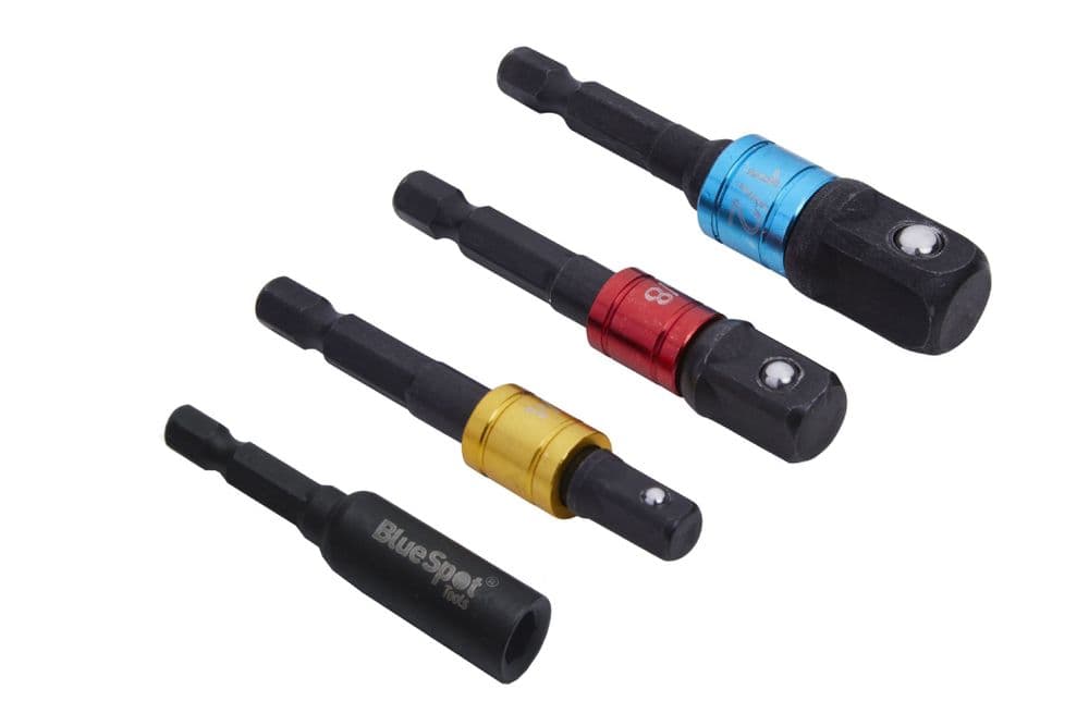 Blue Spot 14115 Colour Coded Impact Socket Adaptors & Bit Holder 1/4-3/ ...